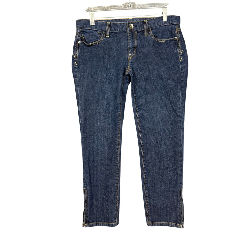 Ann‎ Taylor LOFT Modern Crop Jeans Womens 6 Blue Denim Ankle Zip Stretch Preppy